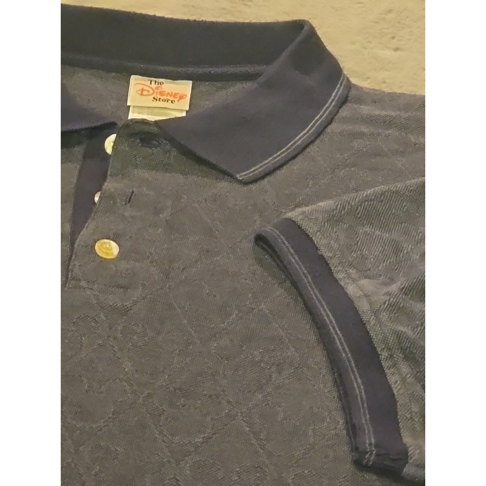 Vintage Disney Store Mickey Mouse Jacquard Polo Shirt Men's XL Blue Short Sleeve